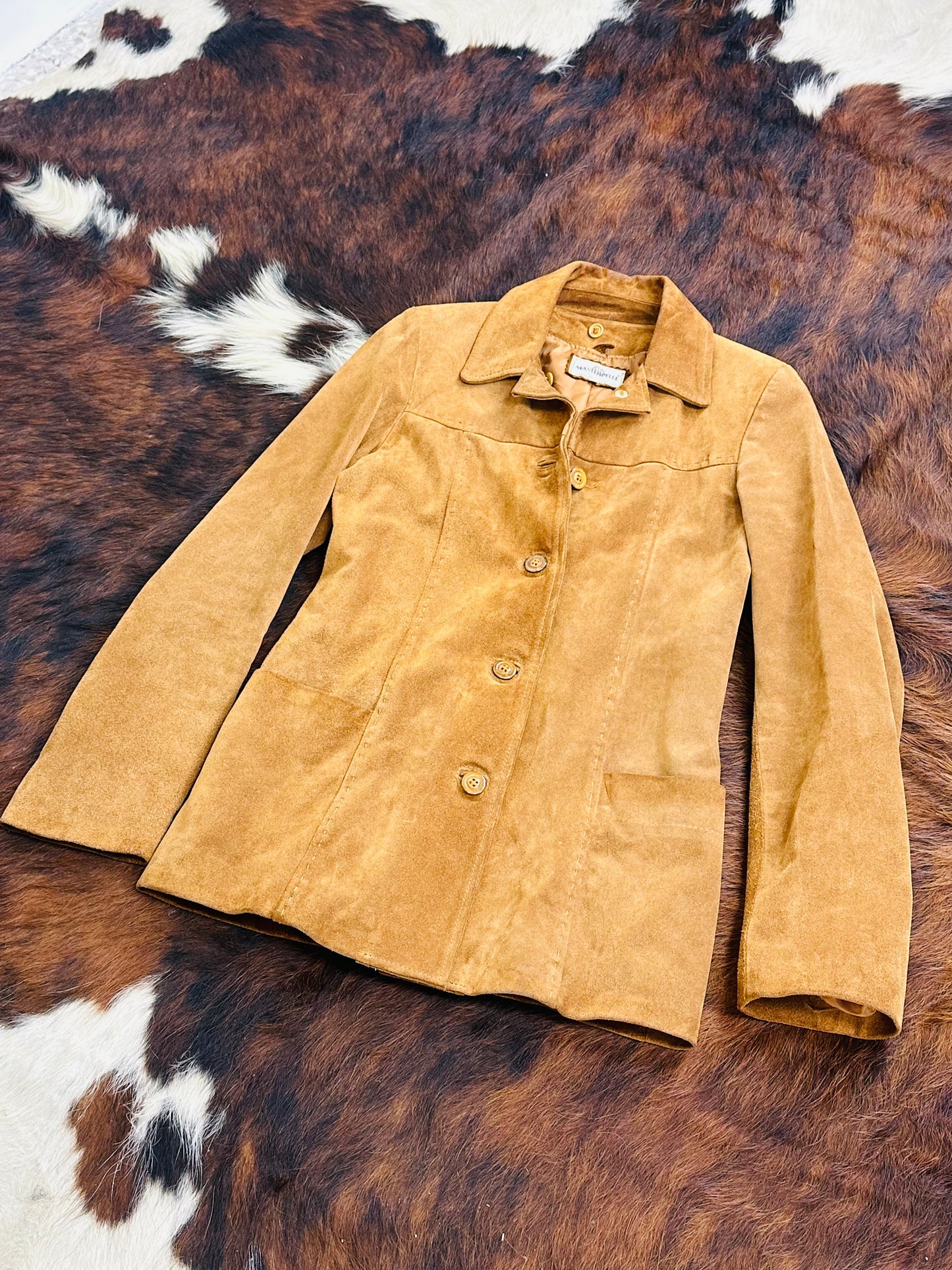 Giacca in pelle scamosciata cammello