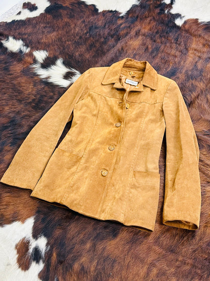 Giacca in pelle scamosciata cammello