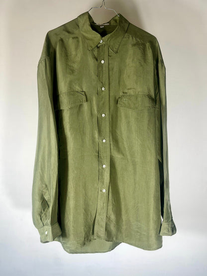 VALENTINO - Camicia verde 100% seta