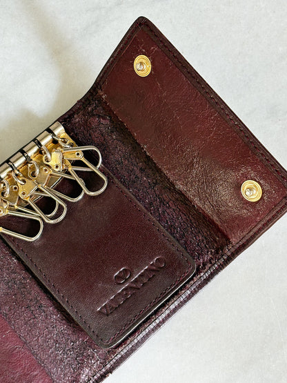VALENTINO – Portachiavi Vintage in vera pelle bordeaux Made in Italy