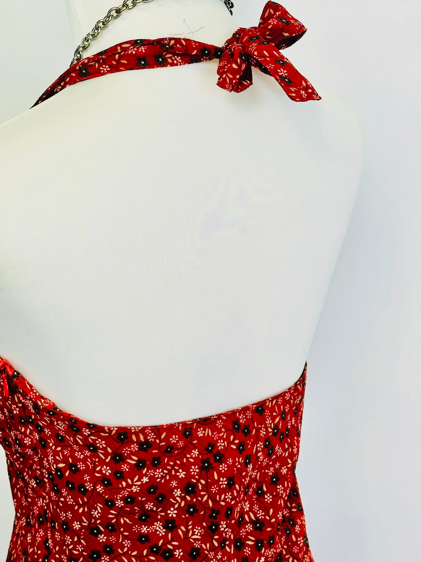 Y2k Long Dress , Vestito vintage a fiori con scollo all’americana