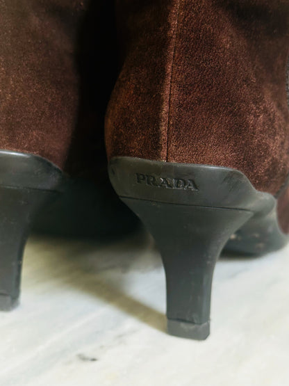 PRADA - Stivali al Ginocchio in Camoscio | Tg 36