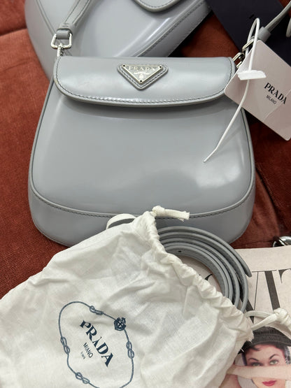 PRADA - Cleo in Pelle Spazzolata Grigio Ghiaccio| MEDIUM e SMALL