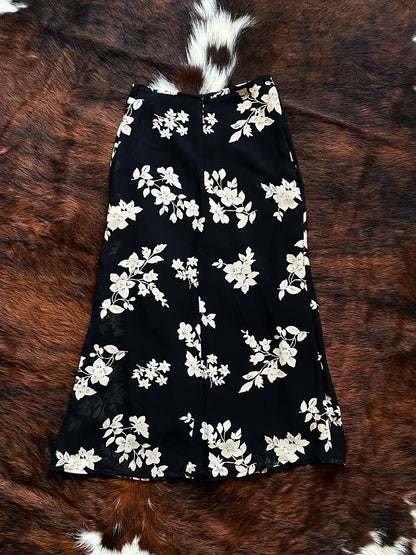 Gonna lunga vintage Made in Italy in 100% viscosa con stampa floreale