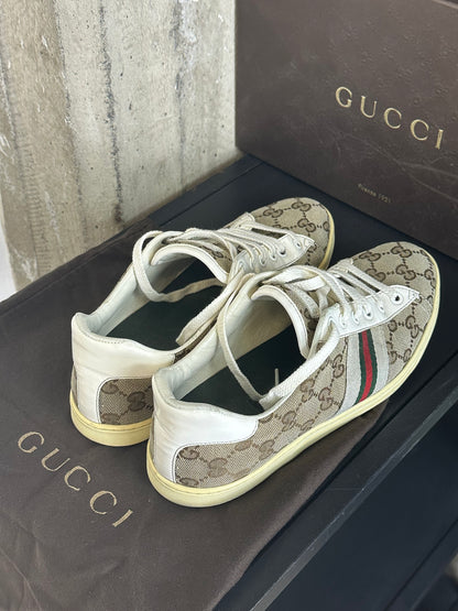 GUCCI - Sneakers GG Monogram Tela & Pelle – Vintage Originali con Box | Tg 38
