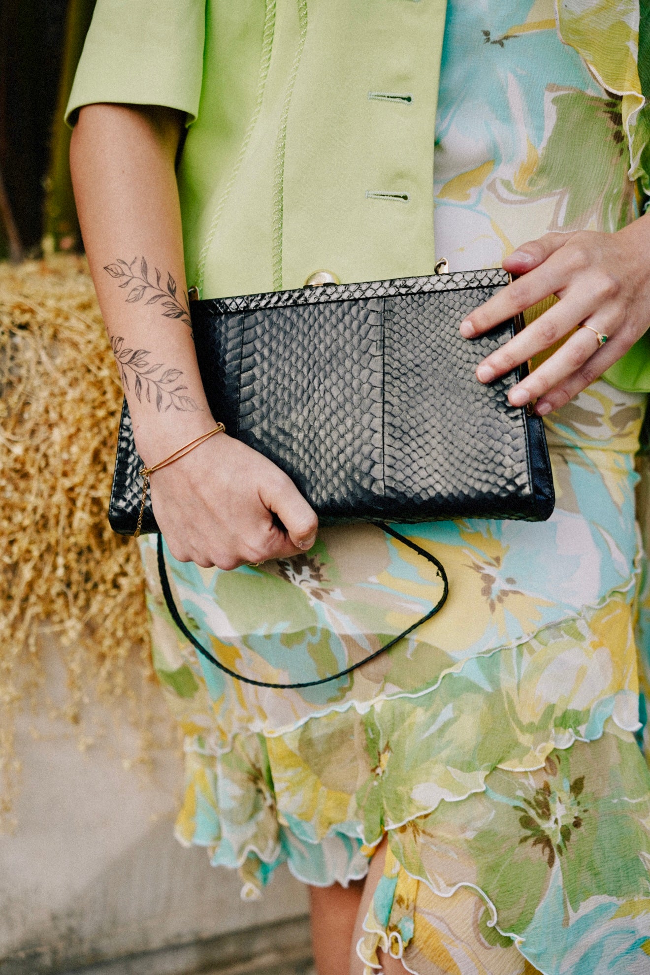 CLUTCH - 80s structured exotic leather bag