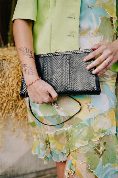 CLUTCH - 80s structured exotic leather bag
