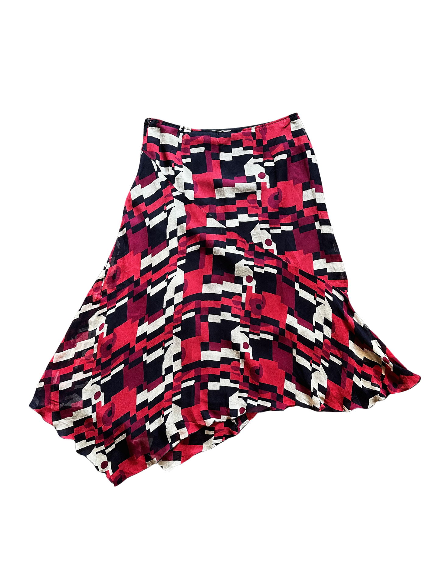 Gonna vintage Pura Seta con fantasia geometrica – Made in Italy