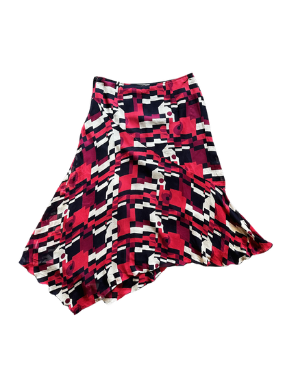 Gonna vintage Pura Seta con fantasia geometrica – Made in Italy