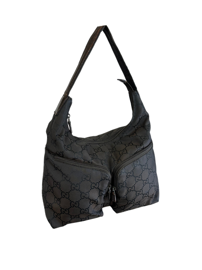 GUCCI - Vintage Monogram Nylon Hobo Bag – Marrone e nero