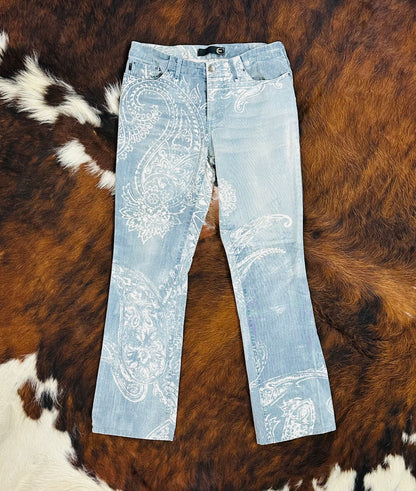 JUST CAVALLI - Pantaloni Paisley Denim – Early 2000s