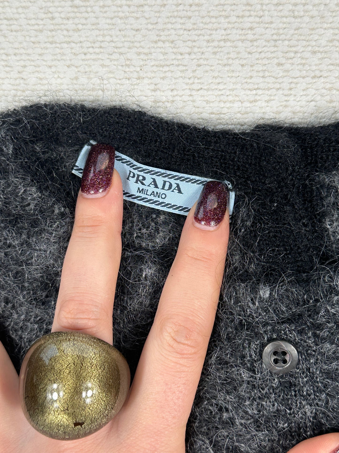 PRADA -  Maglioncino pied de poule con volant