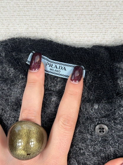 PRADA -  Maglioncino pied de poule con volant