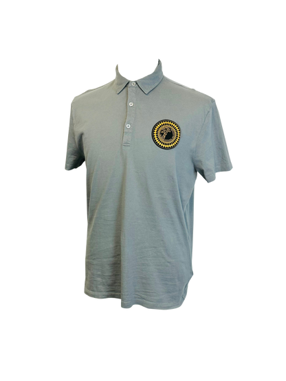 VERSACE COLLECTION –  Polo color grigio con Patch dorato di Medusa stilizzata | XXL