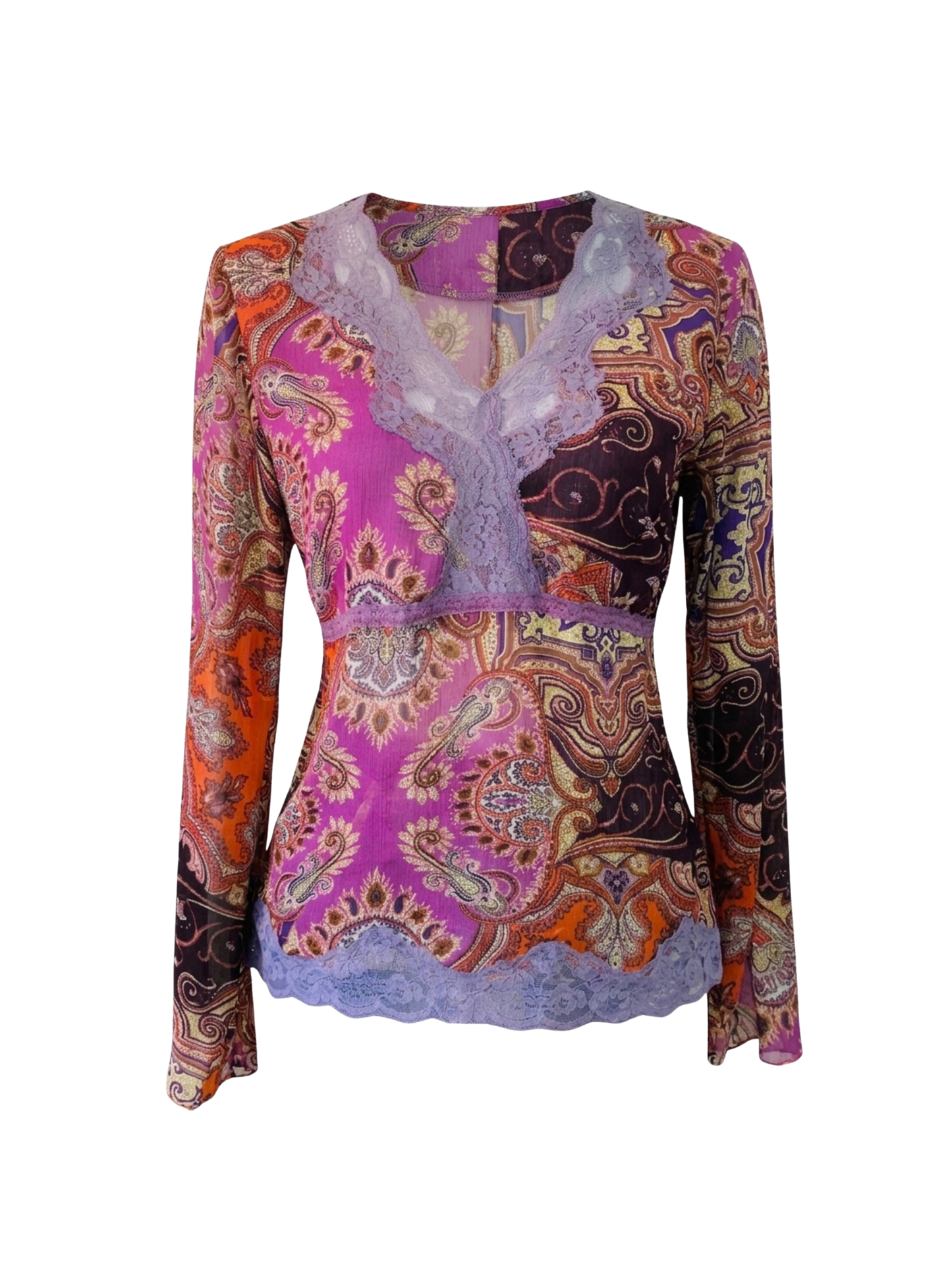 Top Paisley in Voile con Pizzo Lilla – Anni 2000 Vibes