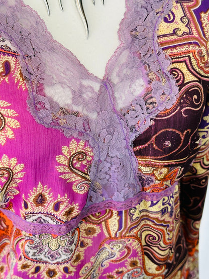 Top Paisley in Voile con Pizzo Lilla – Anni 2000 Vibes
