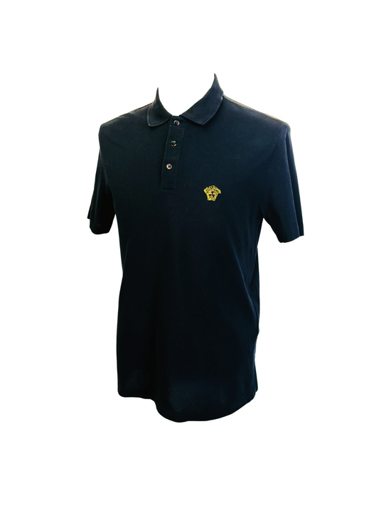 VERSACE – Polo color nero con Medusa Embroidery Edition | M