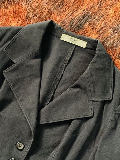 PRADA - Giacca Blazer Vintage Nera con Vita Strutturata