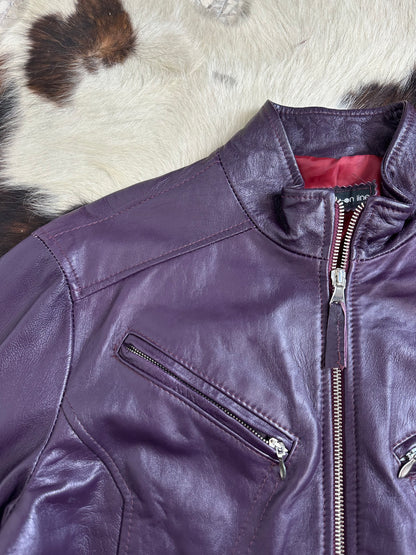 Giacca di pelle viola
