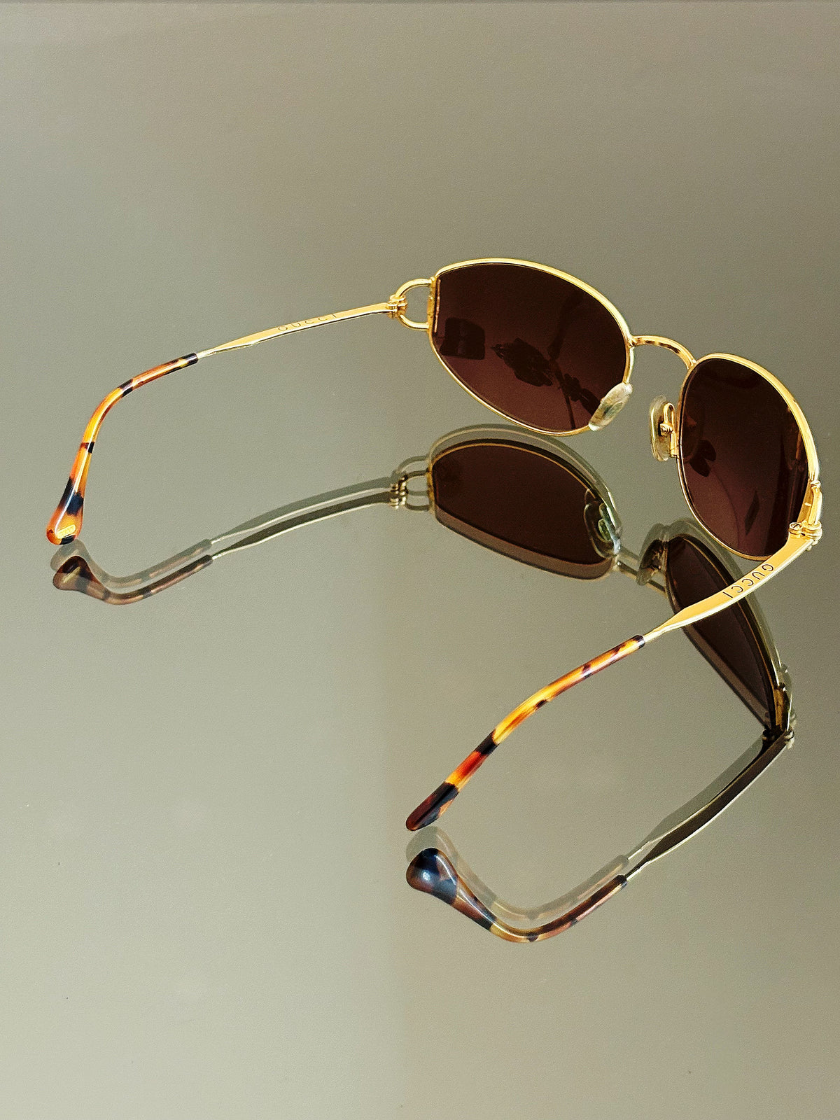 GUCCI - Occhiali da sole vintage GG 2800/S dorati con lenti marroni e dettagli tartarugati