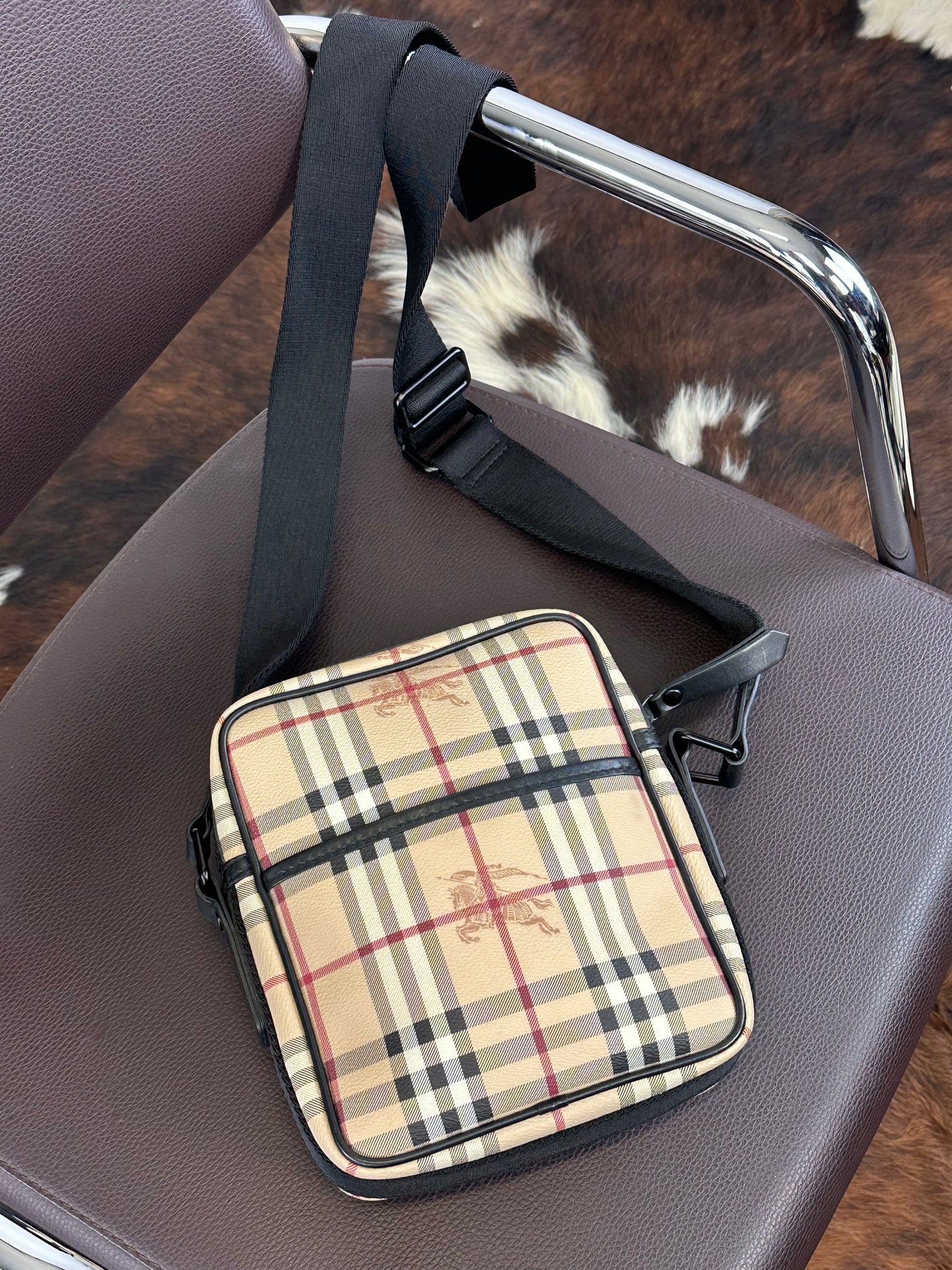 BURBERRY - Borsa Check Vintage Messenger | Canvas Beige e Nero