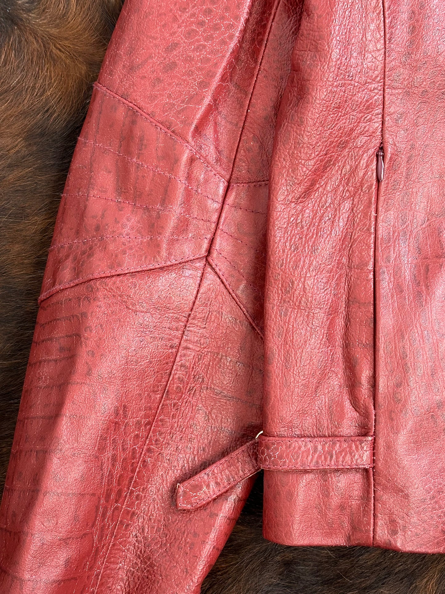 Giacca di pelle pitonata Rosso Borgogna