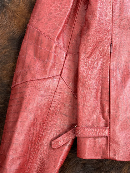 Giacca di pelle pitonata Rosso Borgogna