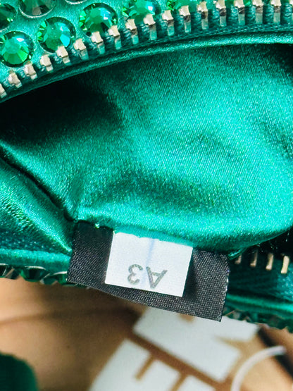 PRADA - Re-Edition 2005 Shoulder Bag – Satin Verde con Cristalli