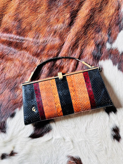 CLUTCH - 80s structured exotic leather bag