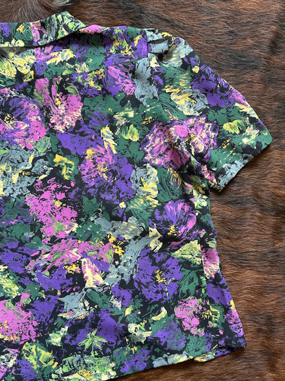 Completo vintage floreale anni ’80/’90 – camicia cropped + gonna plissé