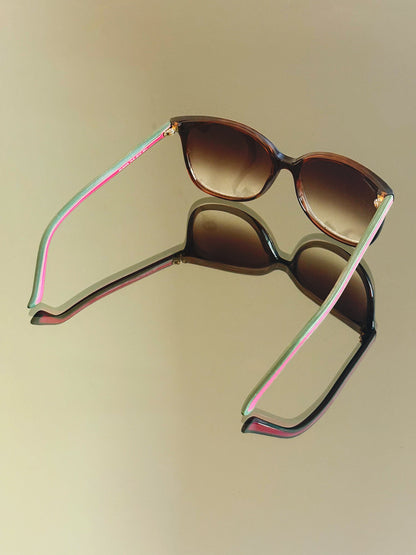 GUCCI - GG 3649/S – Occhiali da sole vintage marroni con Web verde e rosso