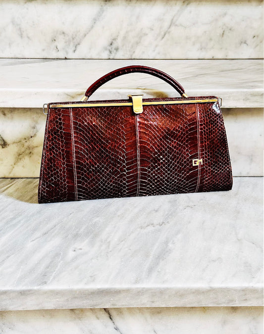 CLUTCH - 80s structured exotic leather bag