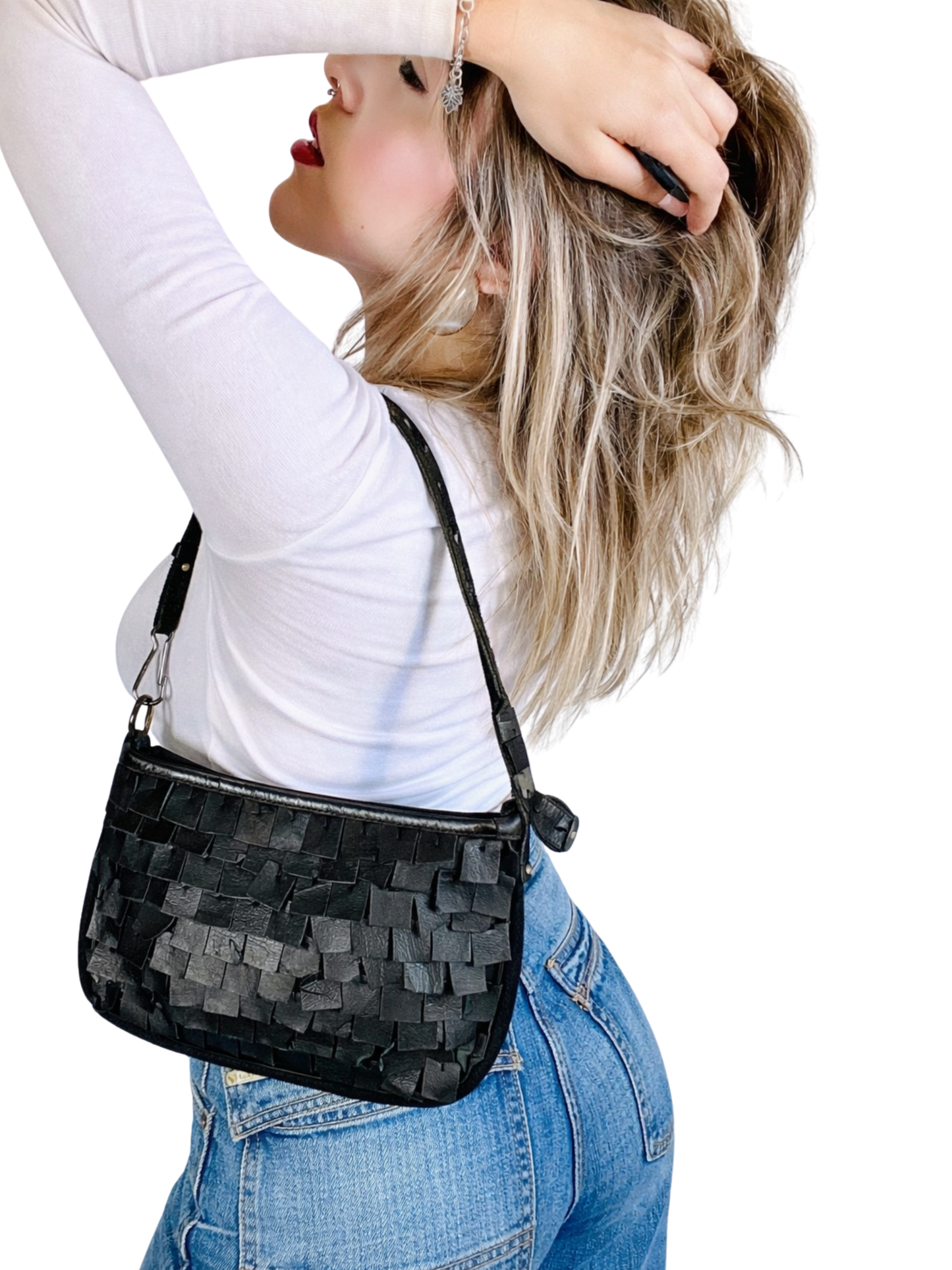 Borsa a spalla vera pelle nera