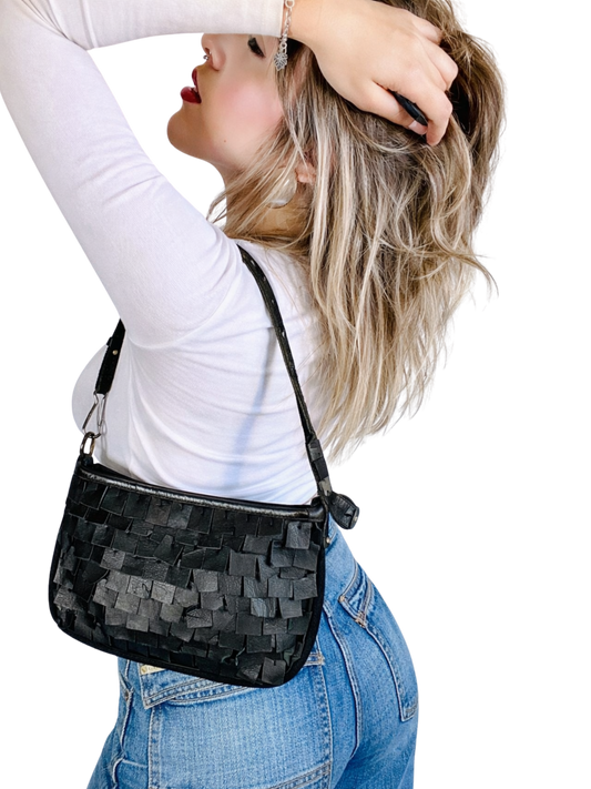 Borsa a spalla vera pelle nera