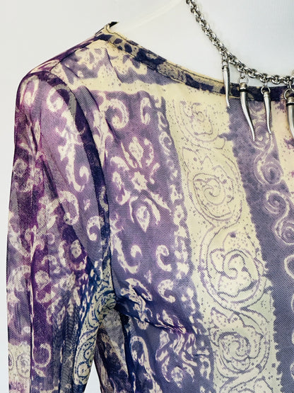 Top in Micromesh Patchwork Viola – Anni 2000 Revival