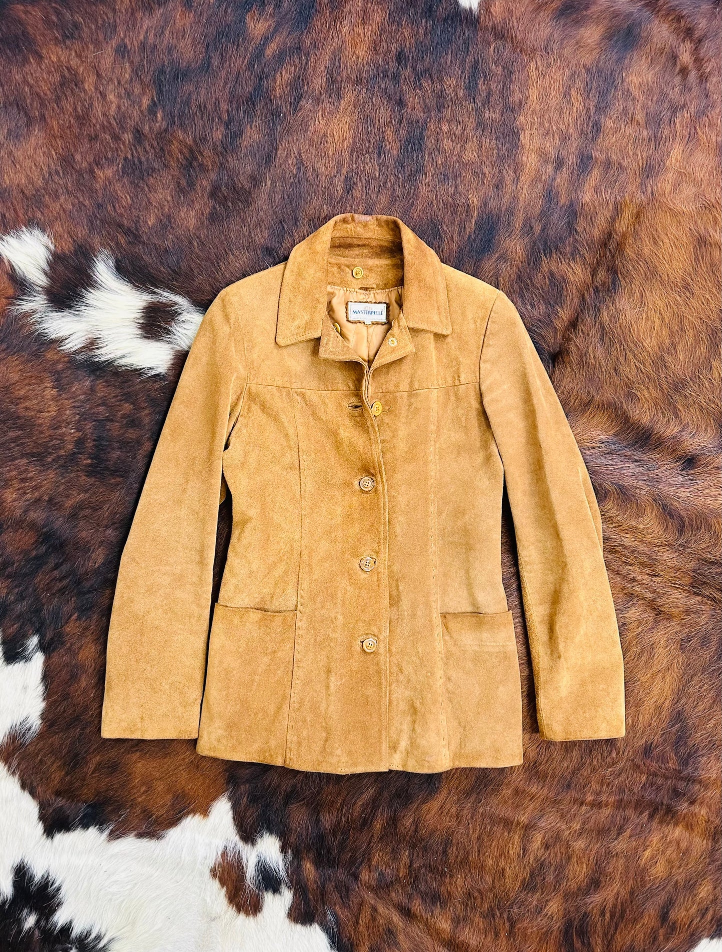 Giacca in pelle scamosciata cammello