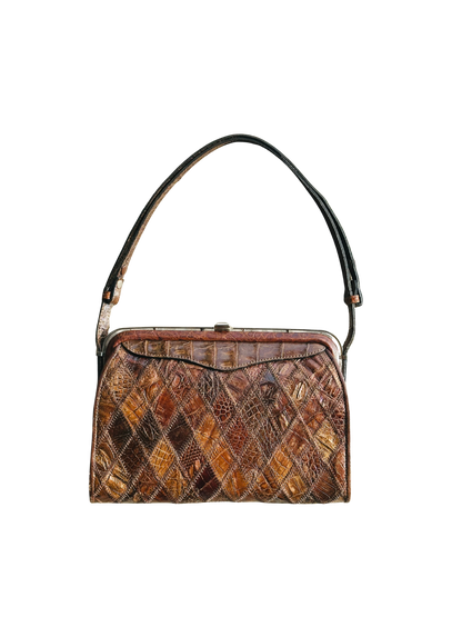 CLUTCH - Borsa Vintage Artigianale in Patchwork di Pelle Cocco