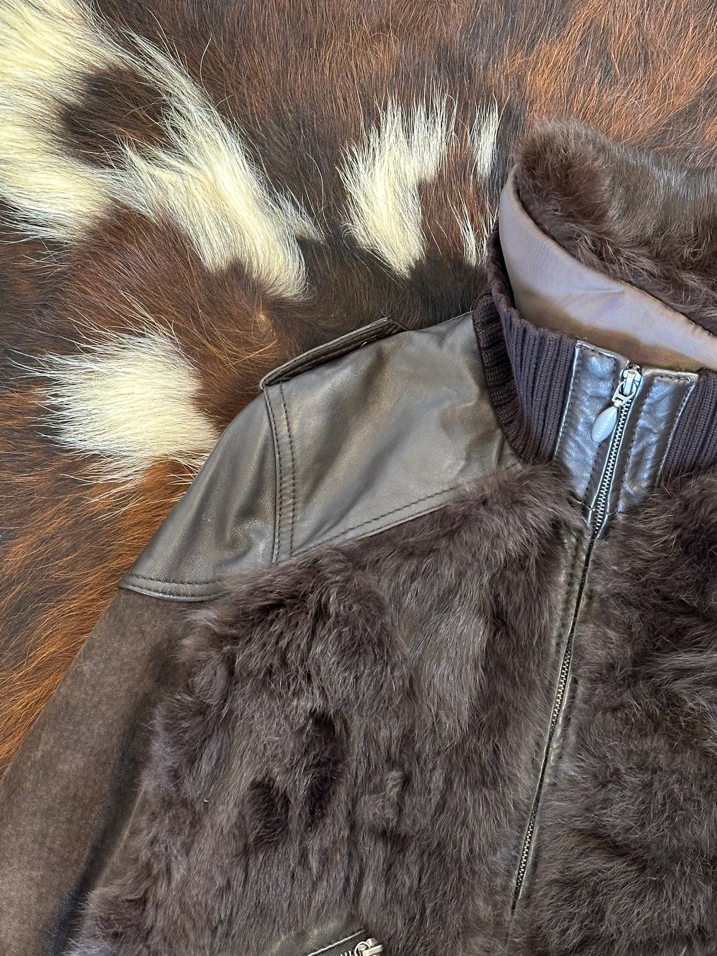 Giacca di pelle aviatore con pelliccia