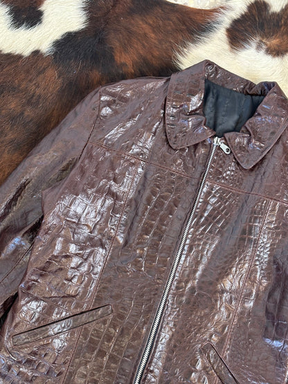 Giacca di pelle cocco 🐊 Rosso Borgogna scuro