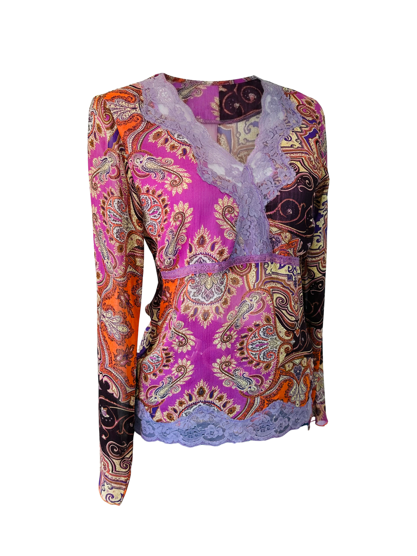 Top Paisley in Voile con Pizzo Lilla – Anni 2000 Vibes