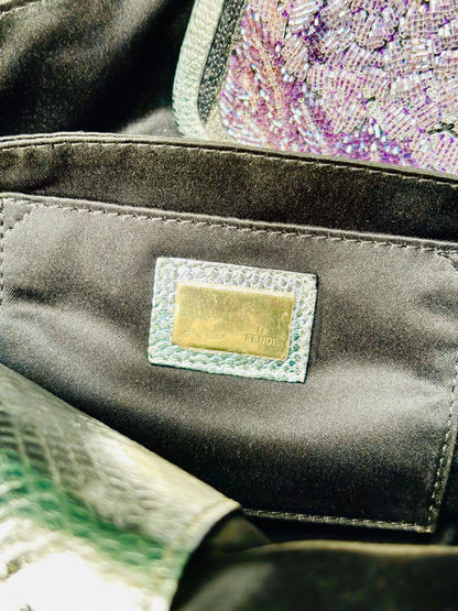 FENDI - Pochette Vintage “Border Line Embroidery +Kari” – Nuova con Etichetta