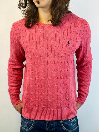 POLO RALPH LAUREN - Pullover rosa fragola 🍓 con trecce
