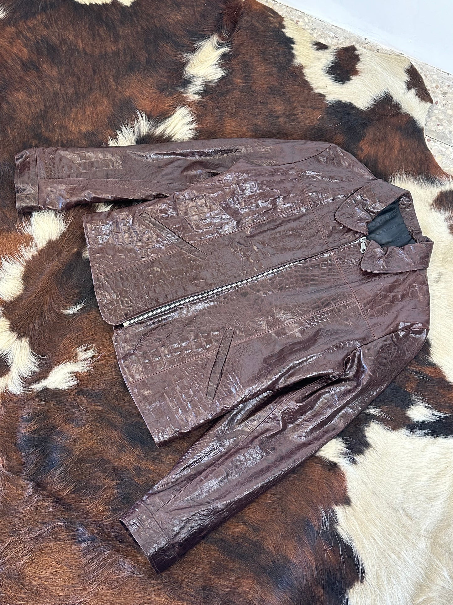 Giacca di pelle cocco 🐊 Rosso Borgogna scuro