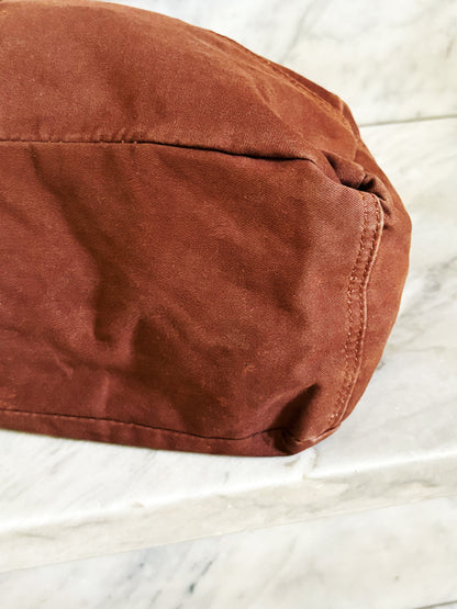 Borsa a spalla in cotone marrone ruggine multipocket – stile Y2K