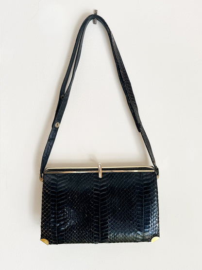 CLUTCH - 80s structured exotic leather bag