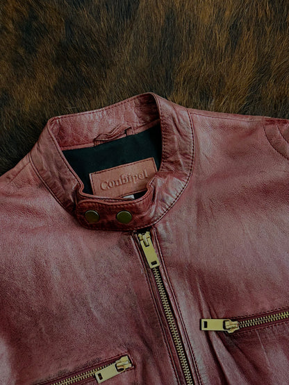 Giacca in vera pelle d’agnello Conbipel – Bordeaux biker jacket