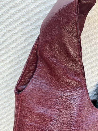 Borsa a spalla vera pelle Borgogna 🍒
