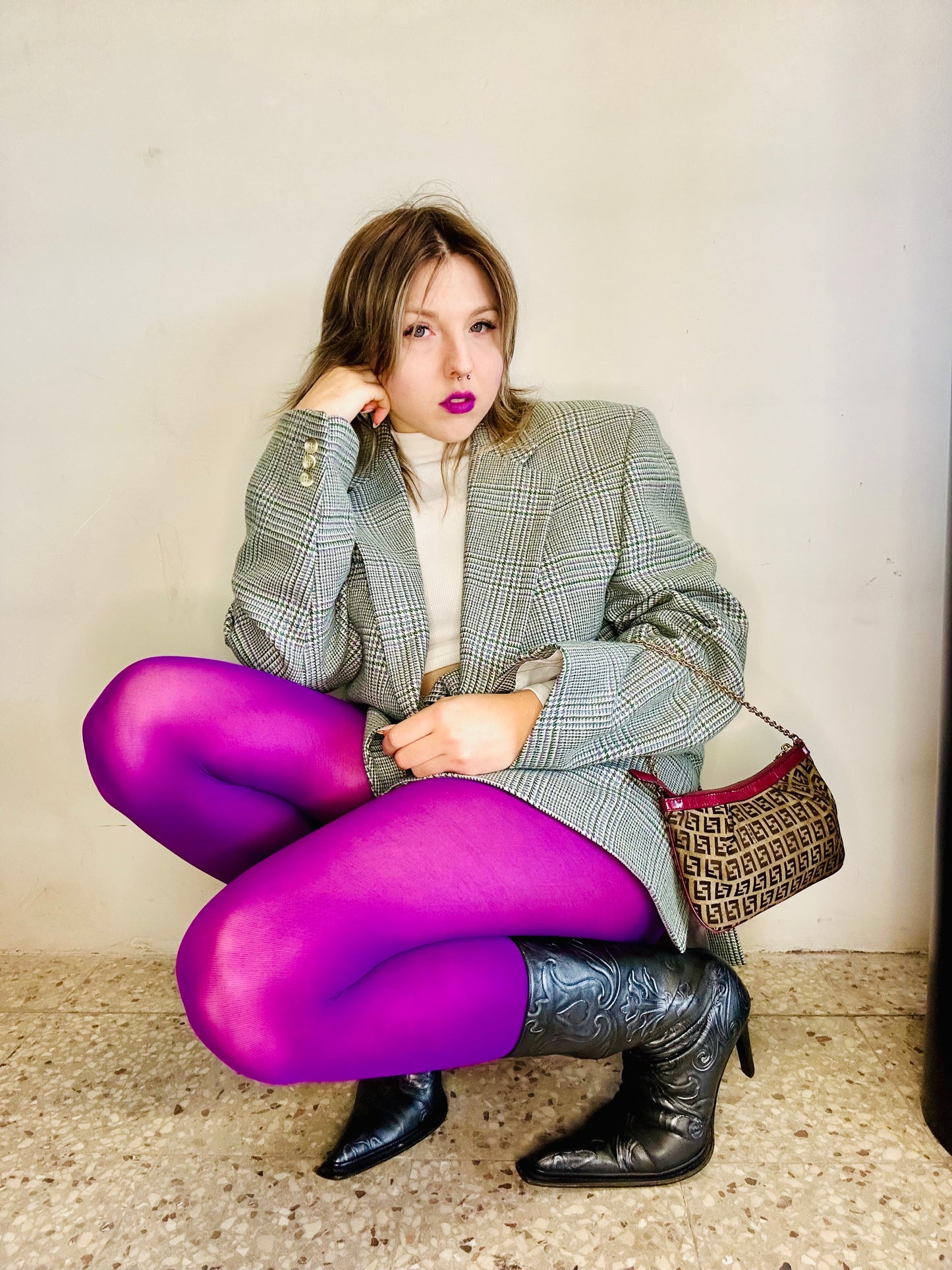 Blazer in pura lana pied de poule