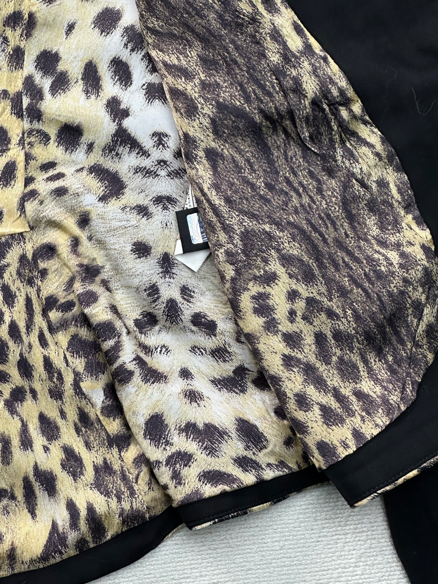 JUST CAVALLI - Blazer nero dettagli animalier e profili a contrasto