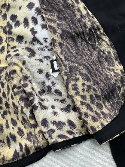 JUST CAVALLI - Blazer nero dettagli animalier e profili a contrasto